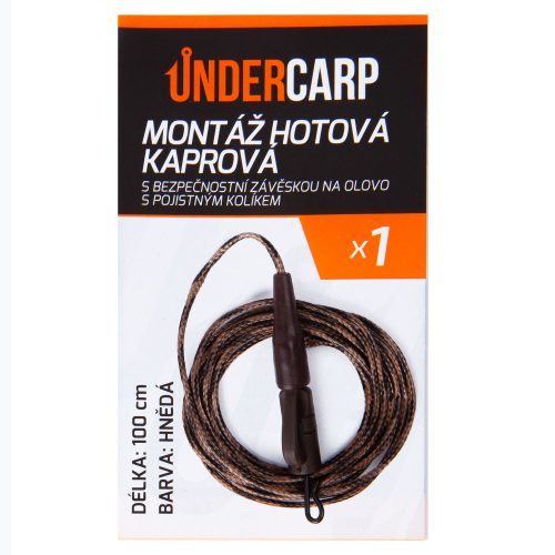 Montáž hotová kaprová s bezpečnostní závěskou na olovo s pojistným kolíkem hnědá